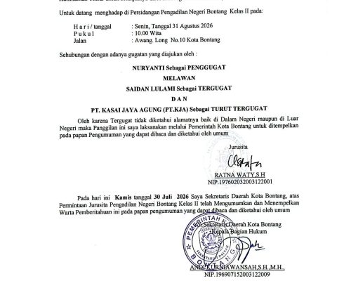 BERITA PANGGILAN SIDANG KEPADA TERMOHON.