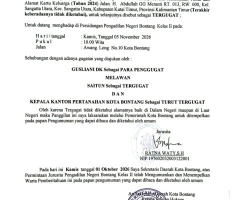 BERITA PANGGILAN SIDANG KEPADA TERMOHON.