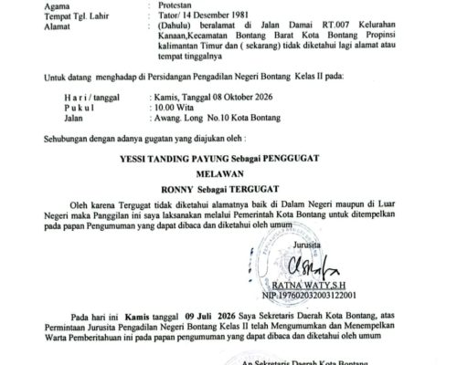BERITA PANGGILAN SIDANG KEPADA TERMOHON.