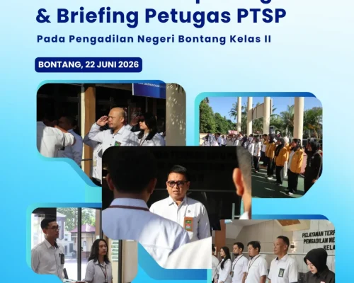 Pengadilan Negeri Bontang Kelas II melaksanakan kegiatan rutin Apel Pagi yang dirangkaikan dengan Briefing Petugas Pelayanan Terpadu Satu Pintu (PTSP).