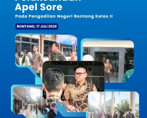Pengadilan Negeri Bontang Kelas II melaksanakan Apel Sore yang diikuti oleh seluruh aparatur dan tenaga outsourcing Pengadilan Negeri Bontang.