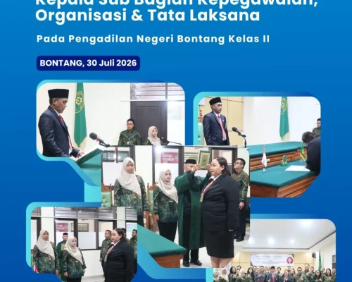 Pengambilan Sumpah dan Pelantikan Kepala Sub Bagian Kepegawaian, Organisasi dan Tata Laksana.